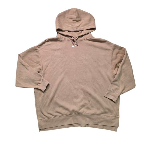 Nike Other - VTG Nike Center Swoosh Hoodie Men’s Medium Khaki Cotton Fleece